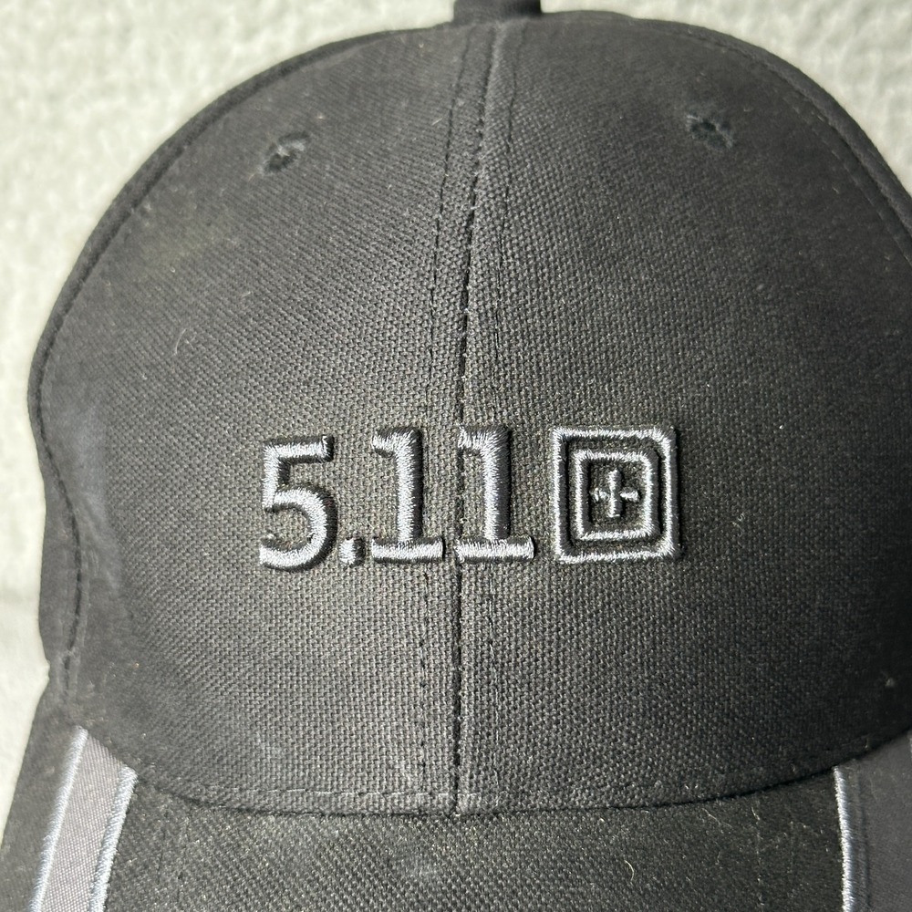 5.11 Tactical Hat Cap Strap‎ Back Black Gray Embroidered Logo Mens 2010 Outdoor - Picture 2 of 13